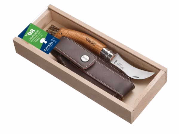 Opinel Pilzmesser, rostfreier SandvikStahl, Eichenholz, Holzbox + Etui - Gravur möglich