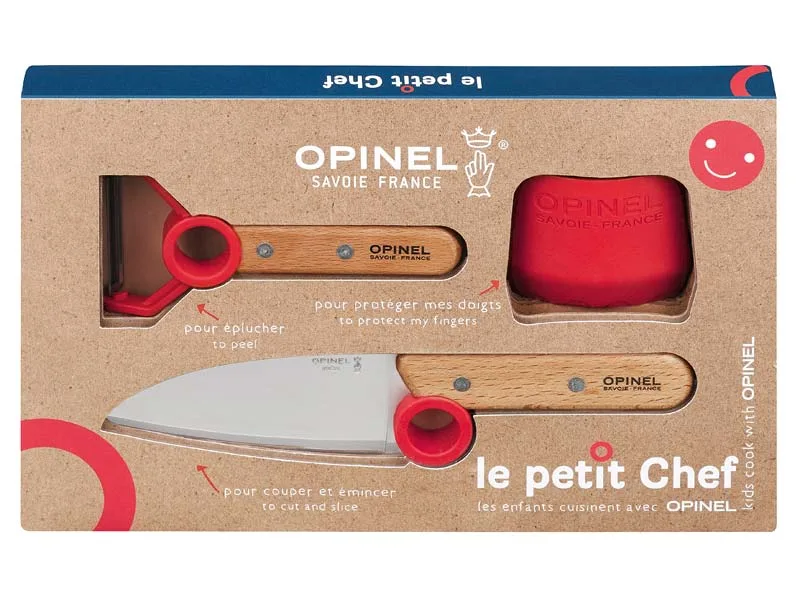 Opinel Le Petit Chef Kinder Küchenmesser-Set, 3-teilig, rot