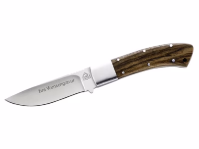 Puma TEC Gürtelmesser, Klinge 9.3 cm, AISI 420, Zebrawood - Gravur möglich -