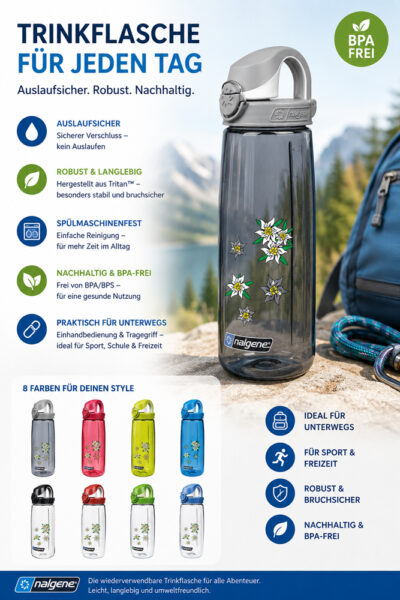 Nalgene Trinkflasche 'OTF' - 0,65 L Edelweiss - Gravur möglich