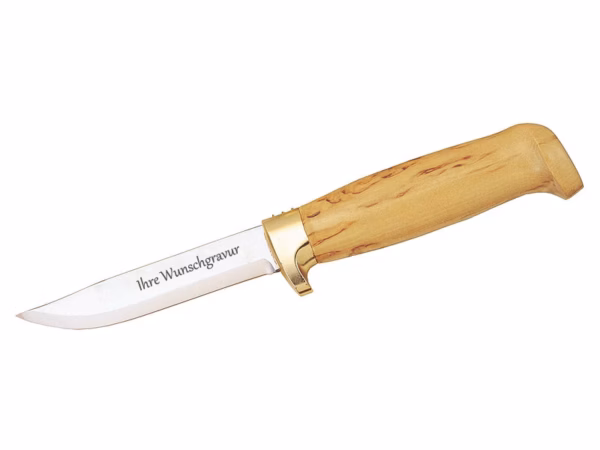 Marttiini Outdoormesser, rostfrei, Klinge 13 cm, Birkenholz - Gravur möglich -