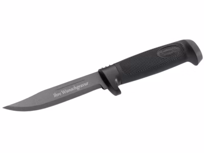 Marttiini Jagdmesser, rostfreie Klinge 12,7cm, schwarz beschichtet - Gravur möglich -