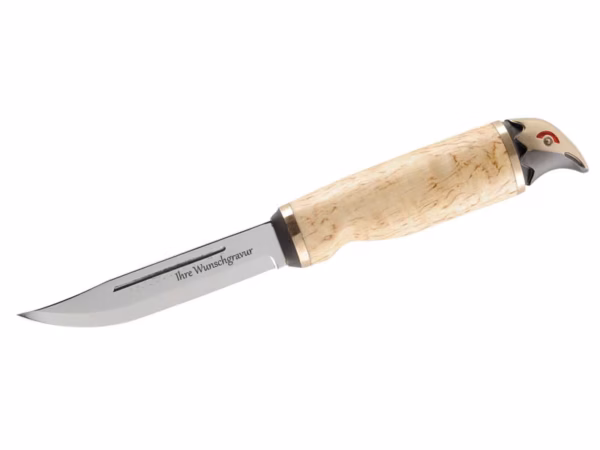 Marttiini Messer, Vogelkopf, rostfreie Klinge 13cm - Gravur möglich