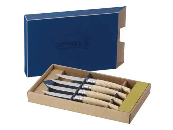 Opinel Steakmesser, 4er Set, Esche - Gravur möglich -