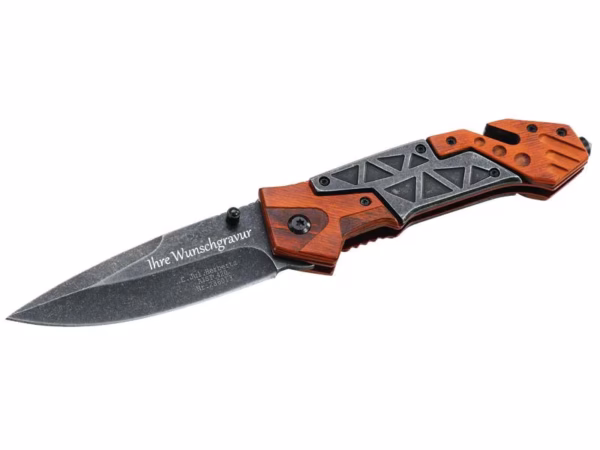 Herbertz Rettungsmesser, Stonewash-Finish- Gravur möglich -