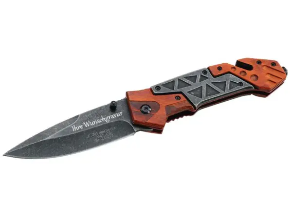 Herbertz Rettungsmesser, Stonewash-Finish- Gravur möglich -