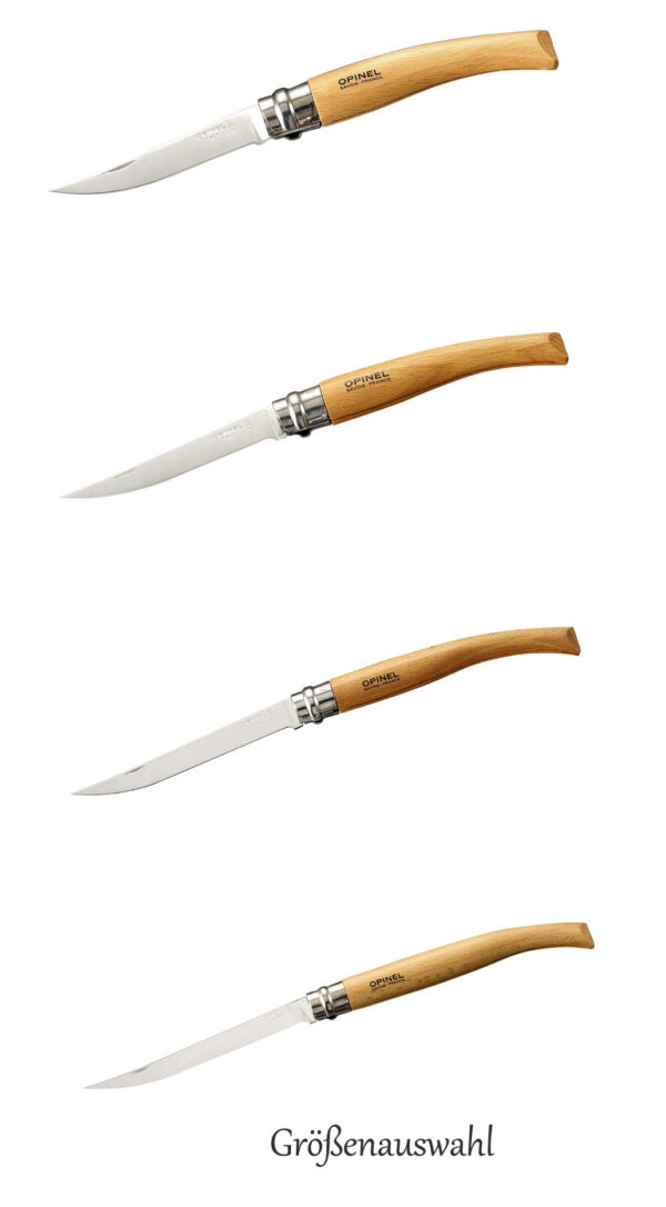 Opinel Taschenmesser, Slim-Line, rostfrei, Buchenholz - Gravur am Griff möglich