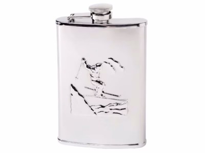 Herbertz Taschenflasche, Edelstahl, 237 ml, Ski - Gravur möglich -