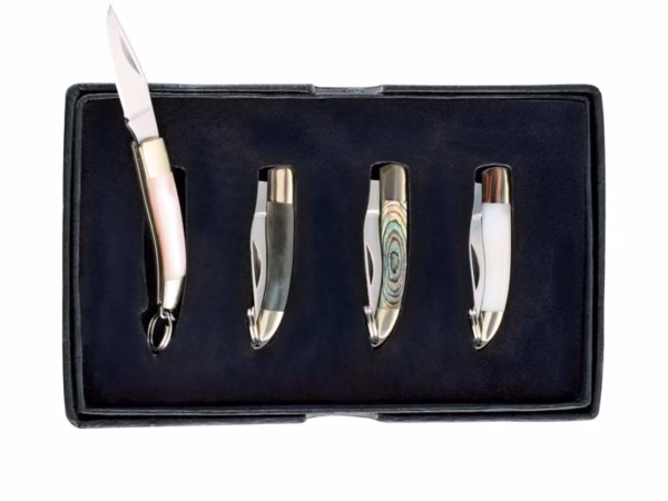 Herbertz MiniMesser, 4er Set, AISI 420, Abalone, Neusilber,