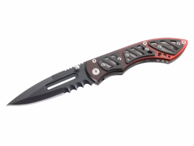 Herbertz Einhandmesser, AISI 420, Leichtmetall, schwarz/rot