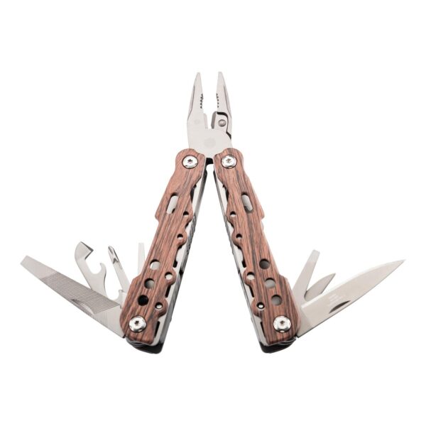 Herbertz Multitool in attraktiver Holzoptik + Nylonetui
