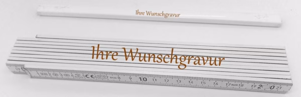 Zollstock 2m + Handwerker-Bleistift, - persönliche Wunschgravur möglich