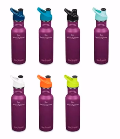 Klean Kanteen Trinkflasche Classic (800 ml) "purple potion" - Sport Cap - Deckelfarbe wählbar - Gravur möglich