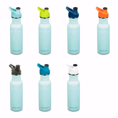 Klean Kanteen Trinkflasche Classic (532 ml) "Blue Tint" - Sport Cap - Deckelfarbe wählbar - Gravur möglich