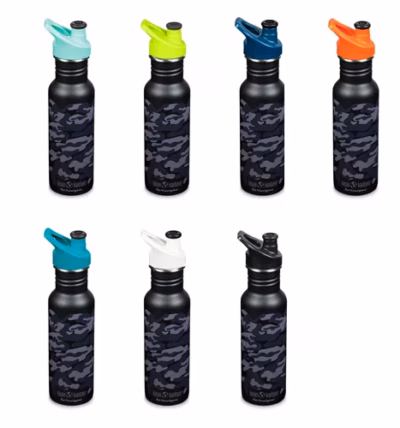 Klean Kanteen Trinkflasche Classic (532 ml) "black camo" - Sport Cap - Deckelfarbe wählbar - Gravur möglich