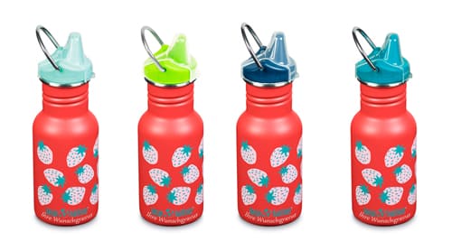Klean Kanteen Kid Classic Sippy Water Bottle, 12 oz - Coral Strawberries