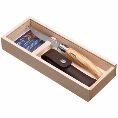 Opinel Slim-Line Taschenmesser No 10, Olivenholz - Gravur möglich