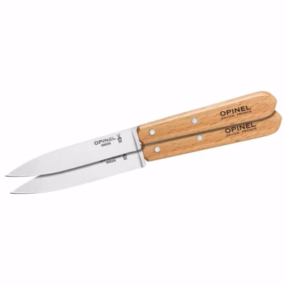 Opinel Küchenmesser No 112, 2 Stück, rostfrei, Buche, natur - Gravur möglich