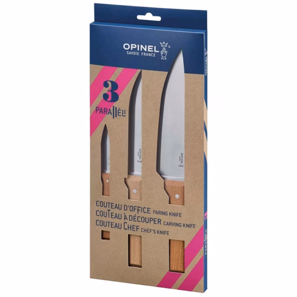 Opinel Parallele Kochmesserset, 3 Messer - Gravur möglich