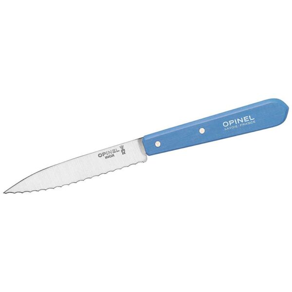 Opinel Küchenmesser No 113, rostfrei, Buche, blau - Gravur möglich