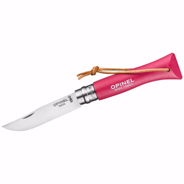 Opinel Taschenmesser No 06 COLORAMA, magenta, rostfrei, Kordel - Gravur möglich