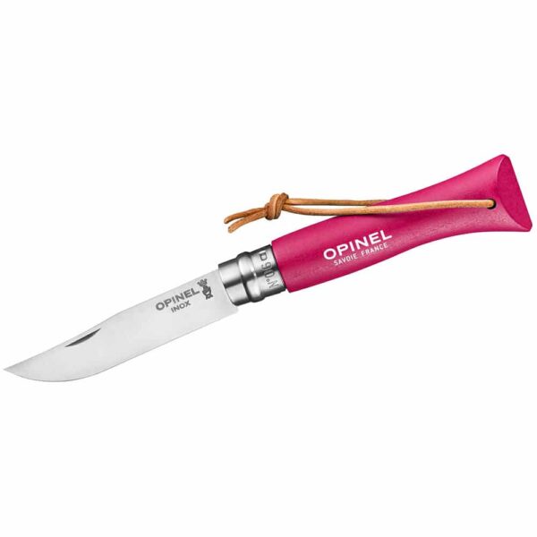Opinel Taschenmesser No 06 COLORAMA, magenta, rostfrei, Kordel - Gravur möglich