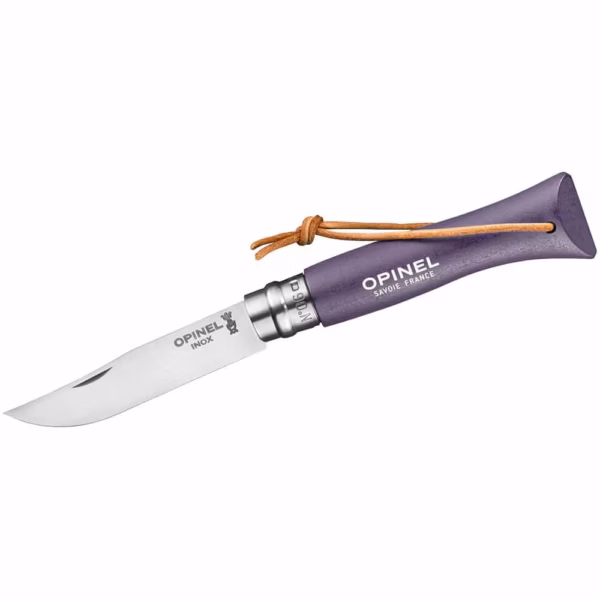 Opinel Taschenmesser No 06 COLORAMA, flieder, rostfrei, Kordel - Gravur möglich