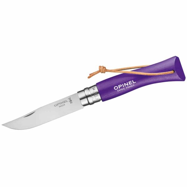 Opinel Taschenmesser No 07 COLORAMA, violett, rostfrei, Kordel - Gravur möglich