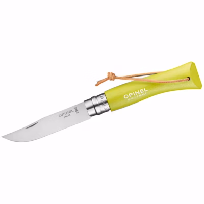 Opinel Taschenmesser No 07 COLORAMA, hell-grün, rostfrei, Kordel - Gravur möglich