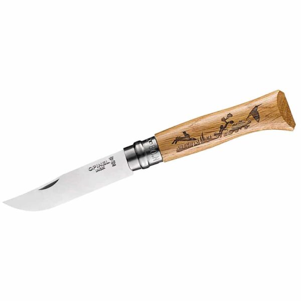 Opinel Taschenmesser No 08 ANIMALIA, Hase, Eiche, rostfrei - Gravur möglich