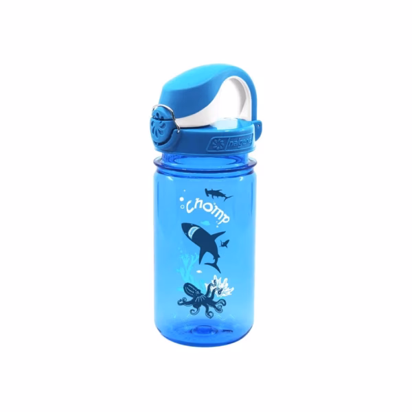 Nalgene Kinderflasche 'OTF Kids Sustain' ( zu 50 % aus zertifizierten recycelten Materialien ) 350 ml, blau Chomp - Gravur möglich