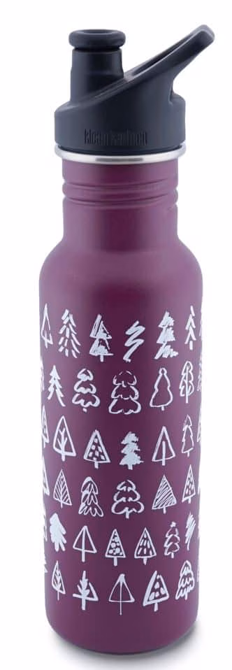 Klean Kanteen Trinkflasche Classic (532 ml) Winteredition 2022 "Purple Potion" Classic Trees- Sport Cap - Gravur möglich