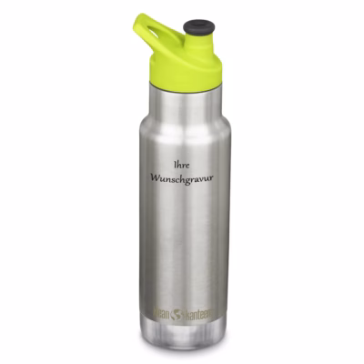 Klean Kanteen Kinder Isolier-Trinkflasche, vakuumisoliert, 355 ml mit Sport Cap, stainless steel - Gravur möglich