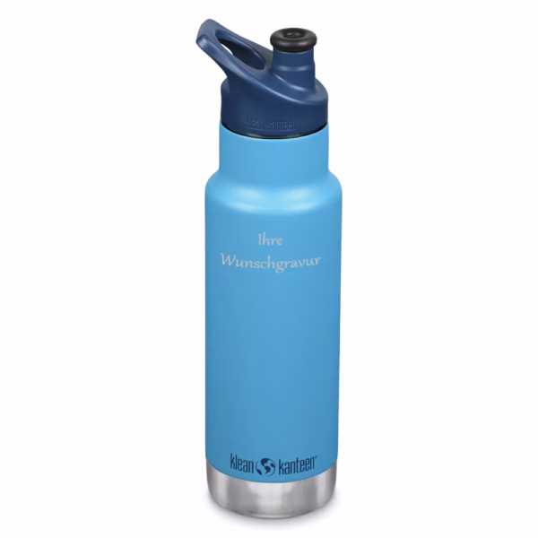 Klean Kanteen Kinder Isolier-Trinkflasche, vakuumisoliert, 355 ml mit Sport Cap, Hawaiian Ocean - Gravur möglich