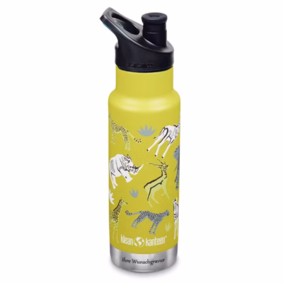 Klean Kanteen Kinder Isolier-Trinkflasche, vakuumisoliert, 355 ml mit Sport Cap, Safari - Gravur möglich
