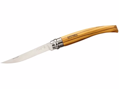 Opinel Taschenmesser No 10, Slim-Line, rostfrei, Olive - Gravur möglich