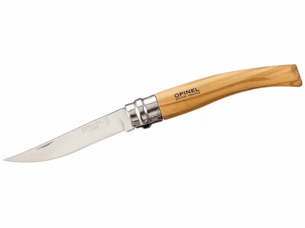 Opinel Taschenmesser No 08, Slim-Line, rostfrei, Olive - Gravur möglich