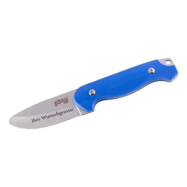 Herbertz Selektion Kindermesser mit Lederscheide - blau, Gravur möglich