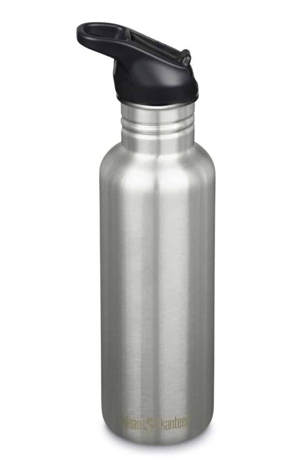 Klean Kanteen Trinkflasche Classic (800 ml) "Brushed Stainless" - Flip Sport Cap - Gravur möglich