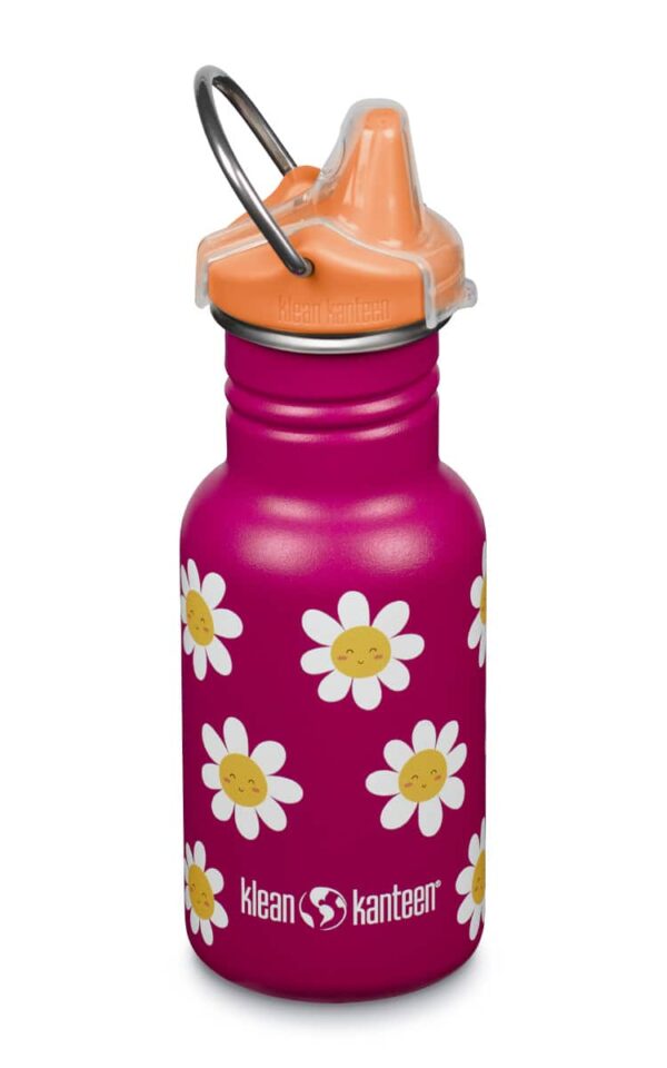 Klean Kanteen Trinkflasche Kid Classic (355 ml) - Sippy Cap - "Happy Flowers " - Gravur möglich