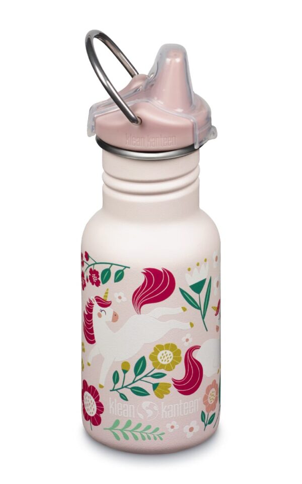 Klean Kanteen Trinkflasche Kid Classic (355 ml) - Sippy Cap - "Leaping Unicorns" - Gravur möglich