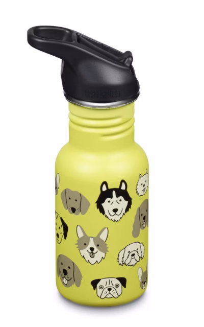 Klean Kanteen Trinkflasche Kid Classic (355 ml)  - Flip Sport Cap schwarz - „Dogs“ - Gravur möglich