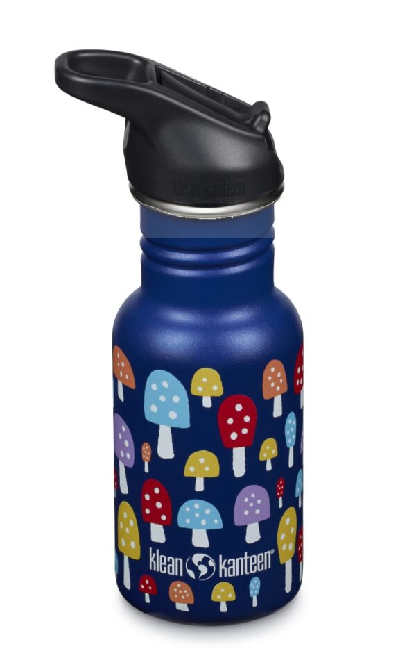 Klean Kanteen Trinkflasche Kid Classic (355 ml)  - Flip Sport Cap schwarz - „Mushrooms“ - Gravur möglich