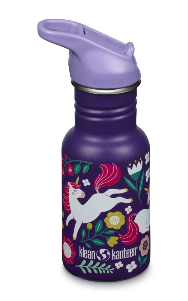 Klean Kanteen Trinkflasche Kid Classic (355 ml)  - Flip Sport Cap - Leaping Unicorn - Gravur möglich