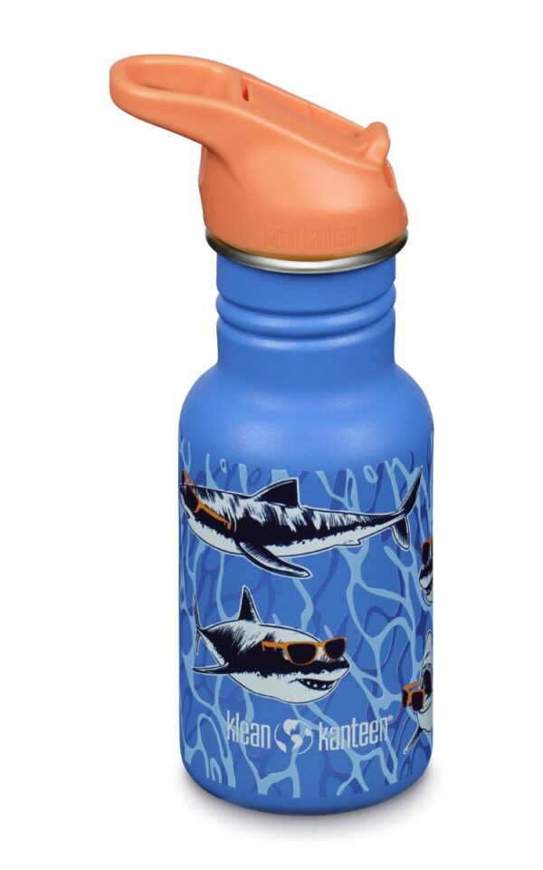 Klean Kanteen Trinkflasche Kid Classic (355 ml)  - Flip Sport Cap - Sharks in Shades - Gravur möglich