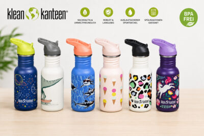 Klean Kanteen Trinkflasche Kid Classic (355 ml)  - Flip Sport Cap - Gravur möglich