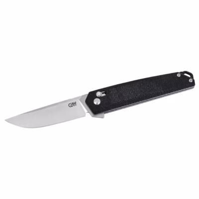 CJH Einhandmesser, Micarta, schwarz - Gravur möglich -