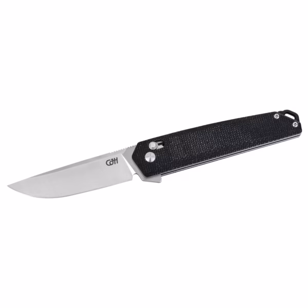 CJH Einhandmesser, Micarta, schwarz - Gravur möglich -