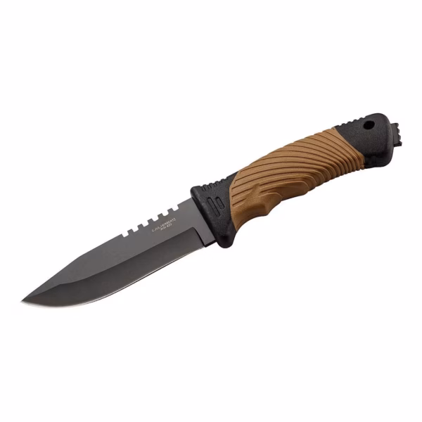 CJH Gürtelmesser, schwarz/braun - Gravur möglich -