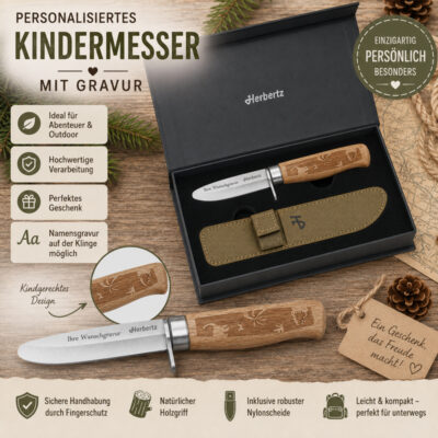 Herbertz Kindermesser, Dinosaurier, Geschenkverpackung, Gravur auf der Klinge möglich!